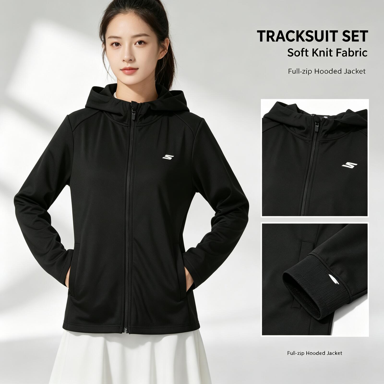 Outdoor Sport Coat - SKECHERS Jaket Hoodie Rajut Ringan Wanita